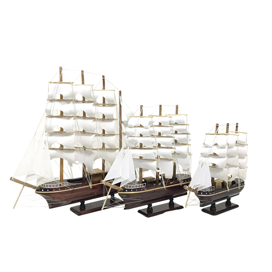 Mô hình du thuyền gỗ Atlantic dài 67cm gỗ tự nhiên, mô hình thuyền buồm trang trí, quà tặng khách hàng đối tác, quà tặng