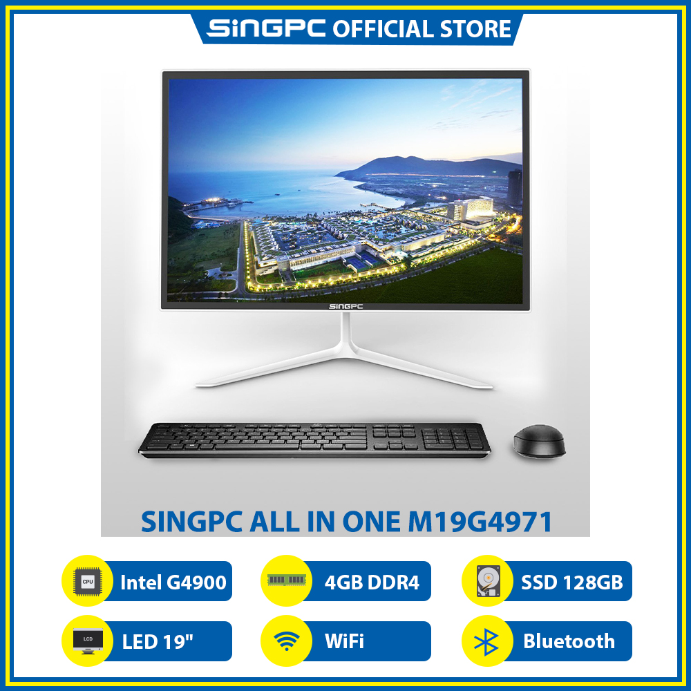 Máy tính All In One SingPC M19G4971 (Intel G4900, 4GB DDR4, SSD 128GB, LED 19", LAN, WiFi, Bluetooth, Loa, Free DOS) - Hàng Chính Hãng