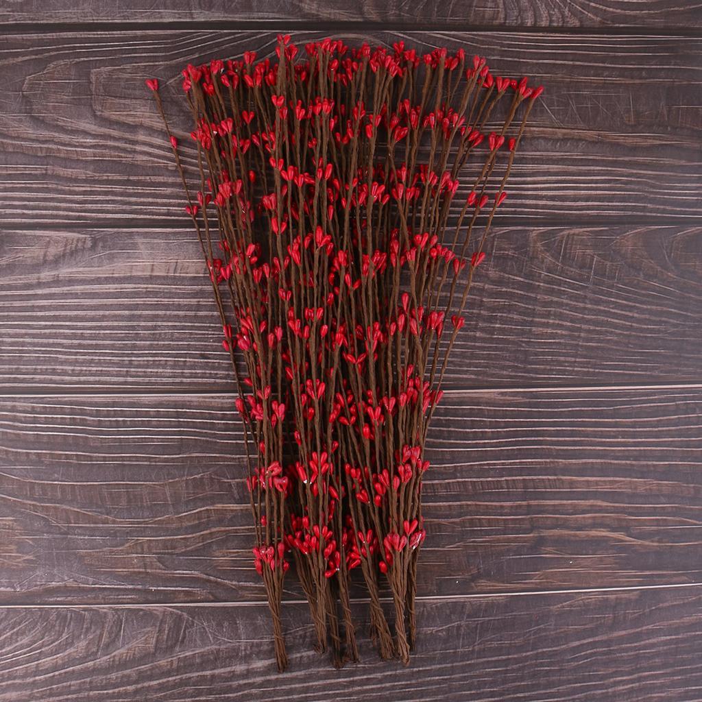 200x Pip Berry Garland Stem Rustic Wall Door Decor DIY Party Favor Red White