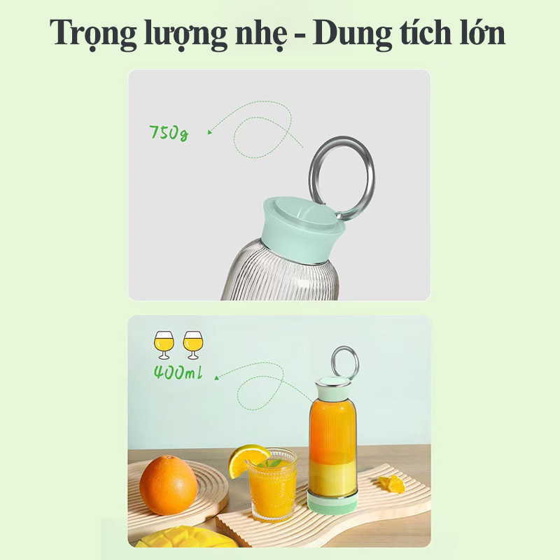 Máy Xay Sinh Tố Cầm Tay Mini Đa Năng Cao Cấp Lưỡi 4 Cánh Thép Không Gỉ Máy Xay Đa Năng Làm Sữa Đậu Nành Nhựa TPE Tốt Cho Sức Khỏe Công Suất Lớn Pin Trâu