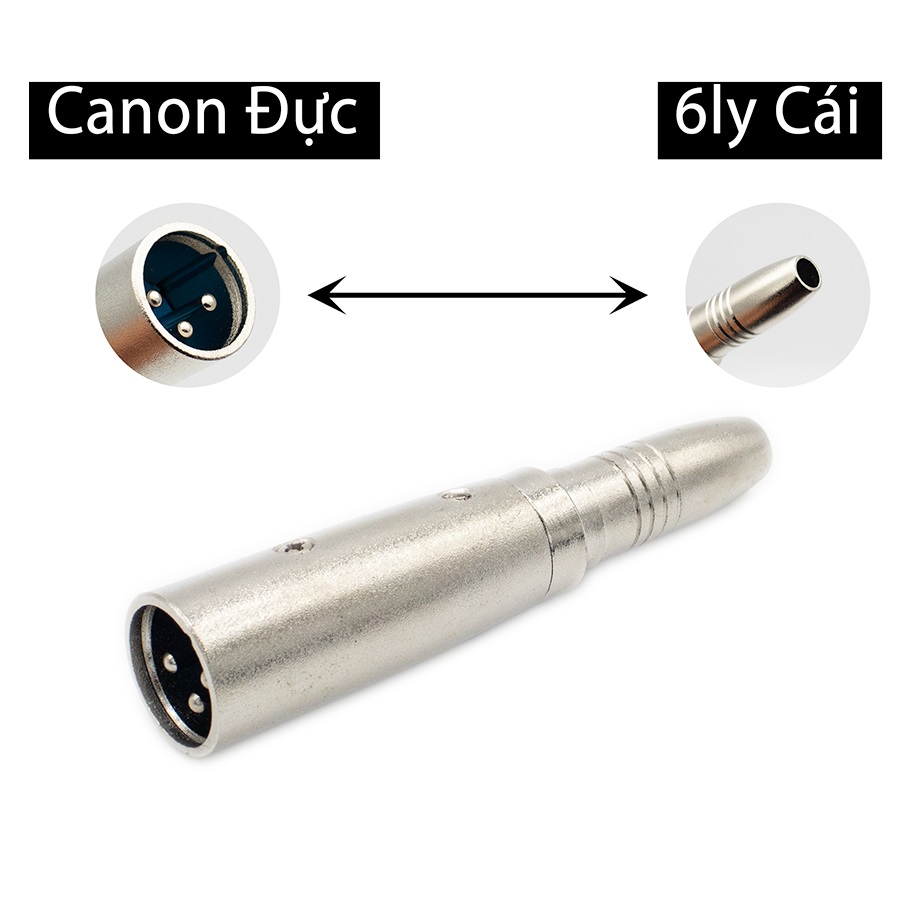 Jack Chuyển Đổi XLR Canon Đực Ra 6.5 Ly Cái, Đầu Chuyển Rắc Canon Đực Ra 6 Ly Cái Dùng Cho Hệ Thống Âm Thanh