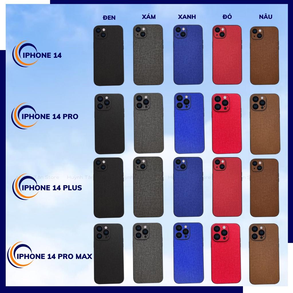 Ốp lưng ip 14 pro max ip 14 plus chống vân tay nhựa cứng viền đen vải jean 1 màu phụ kiện điện thoại huỳnh tân store