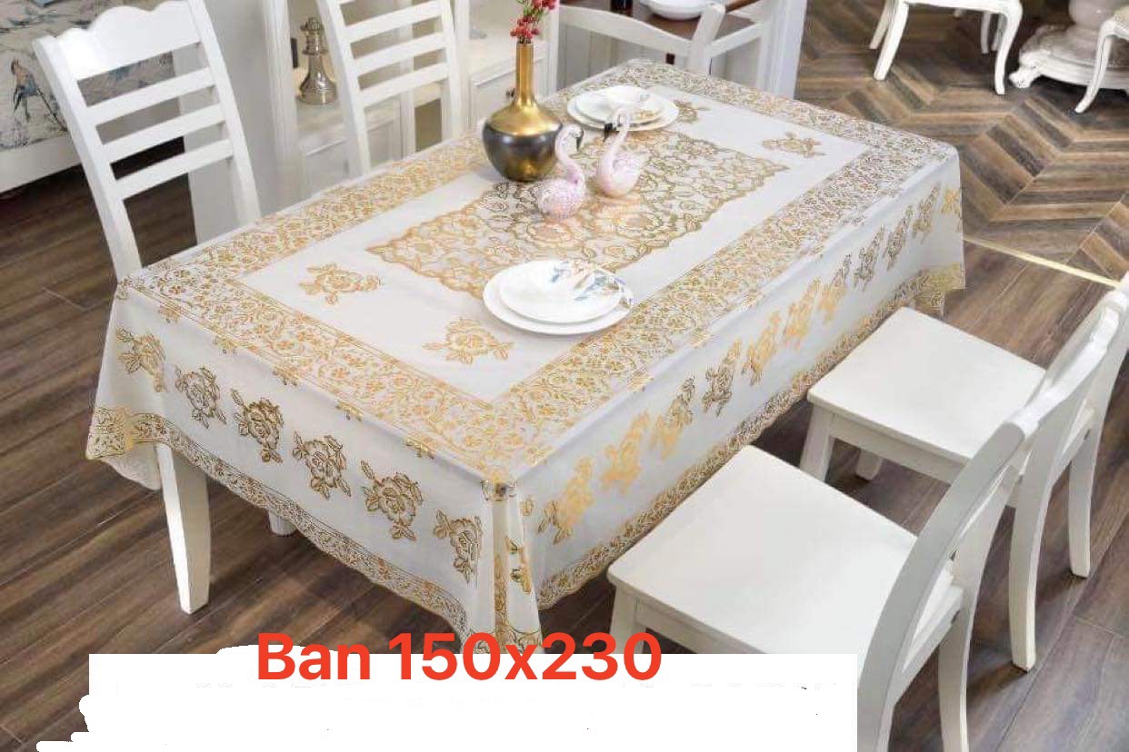 Khăn trải bàn rộng 150cm dài 228cm, sản phẩm như hình