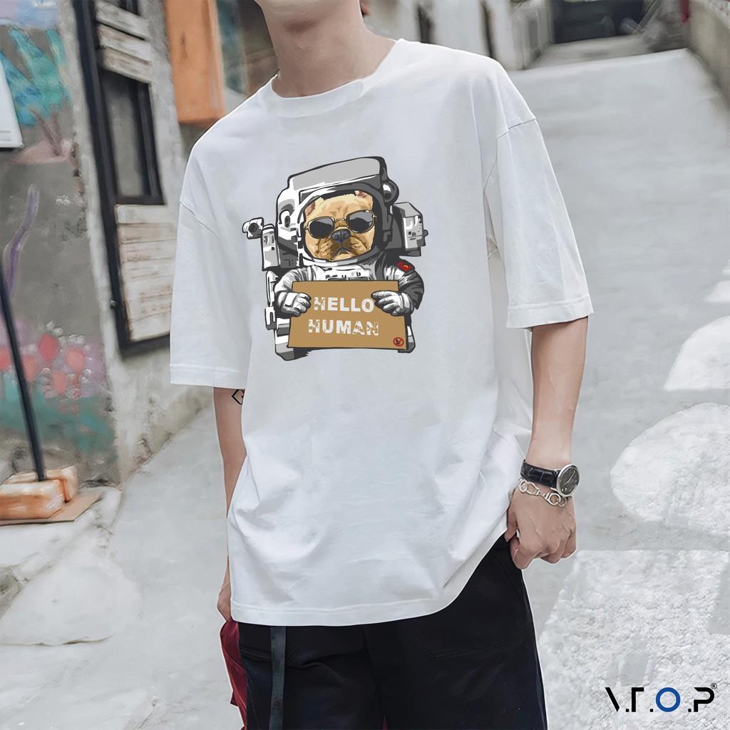 Áo thun nam nữ unisex Hello Human oversize