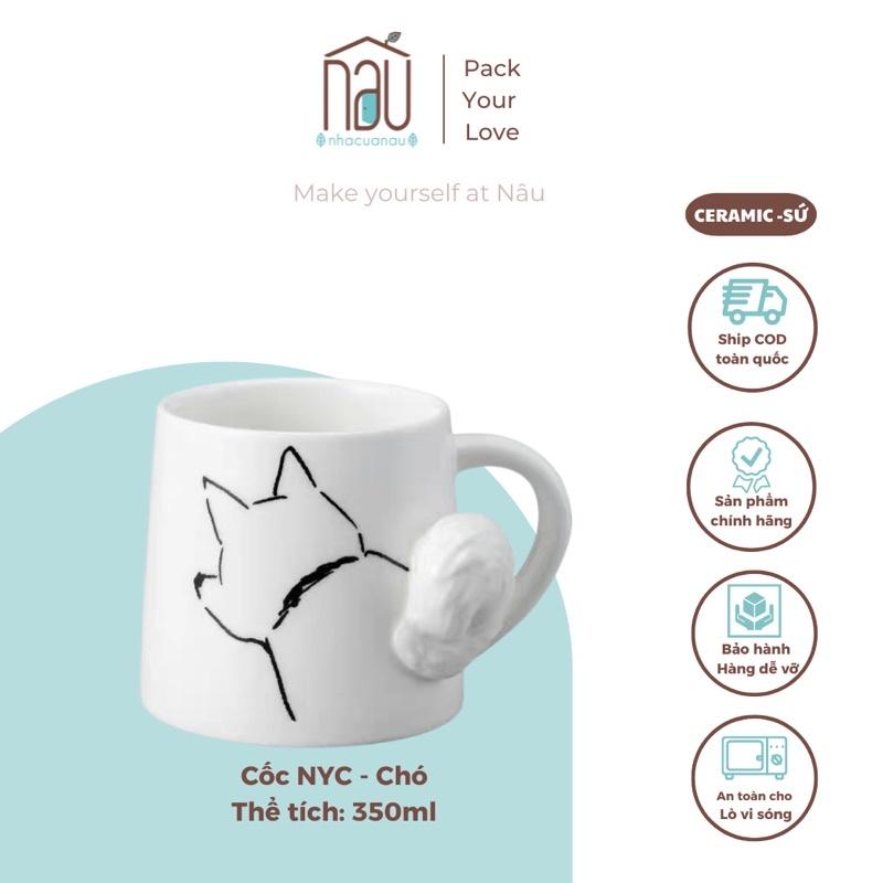 Cốc sứ Mèo 300ml làm cốc uống nước văn phòng quà tặng tạo hình siêu dễ thương