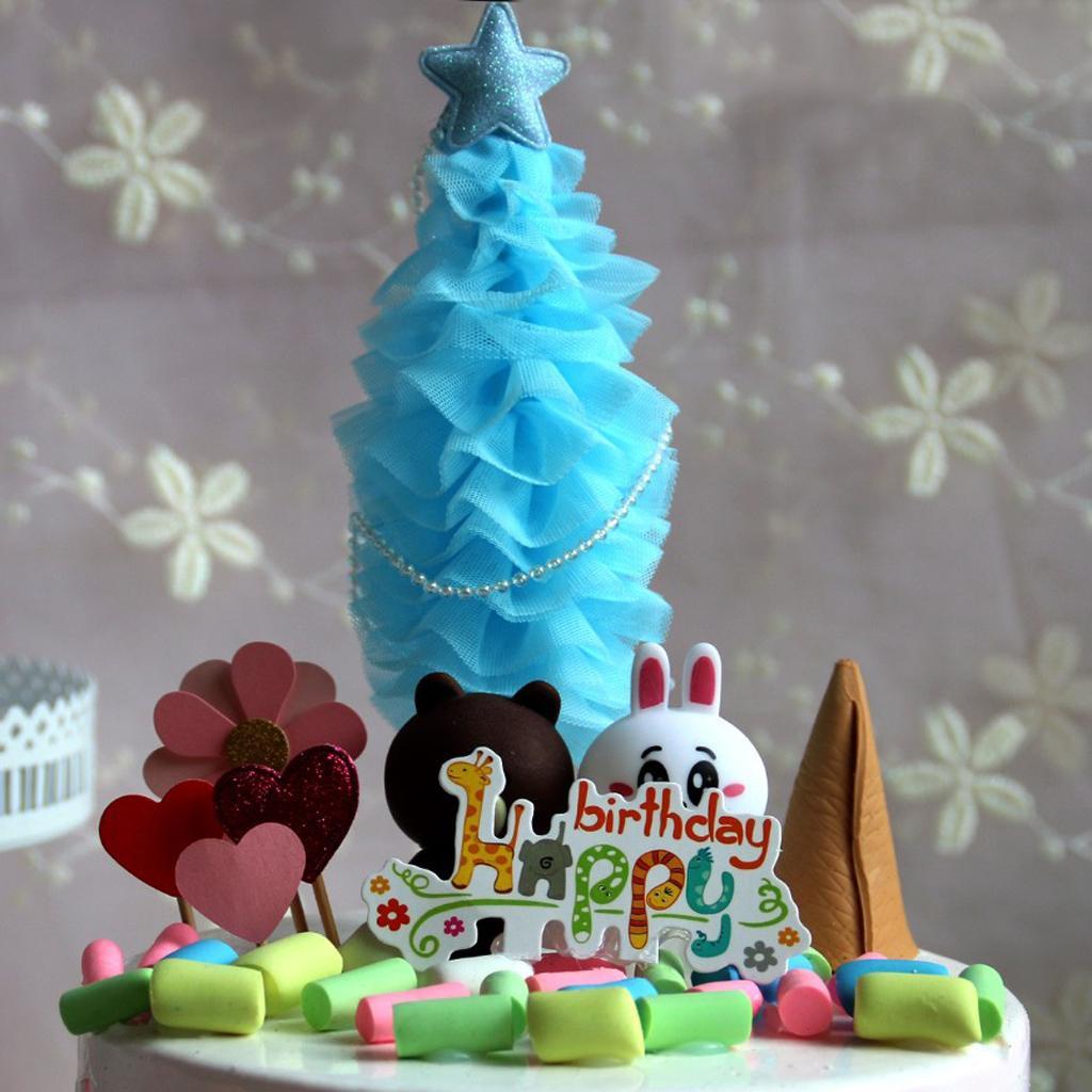 6 Pieces Tulle Christmas Tree Cake Toppers Wedding Birthday Party Supplier