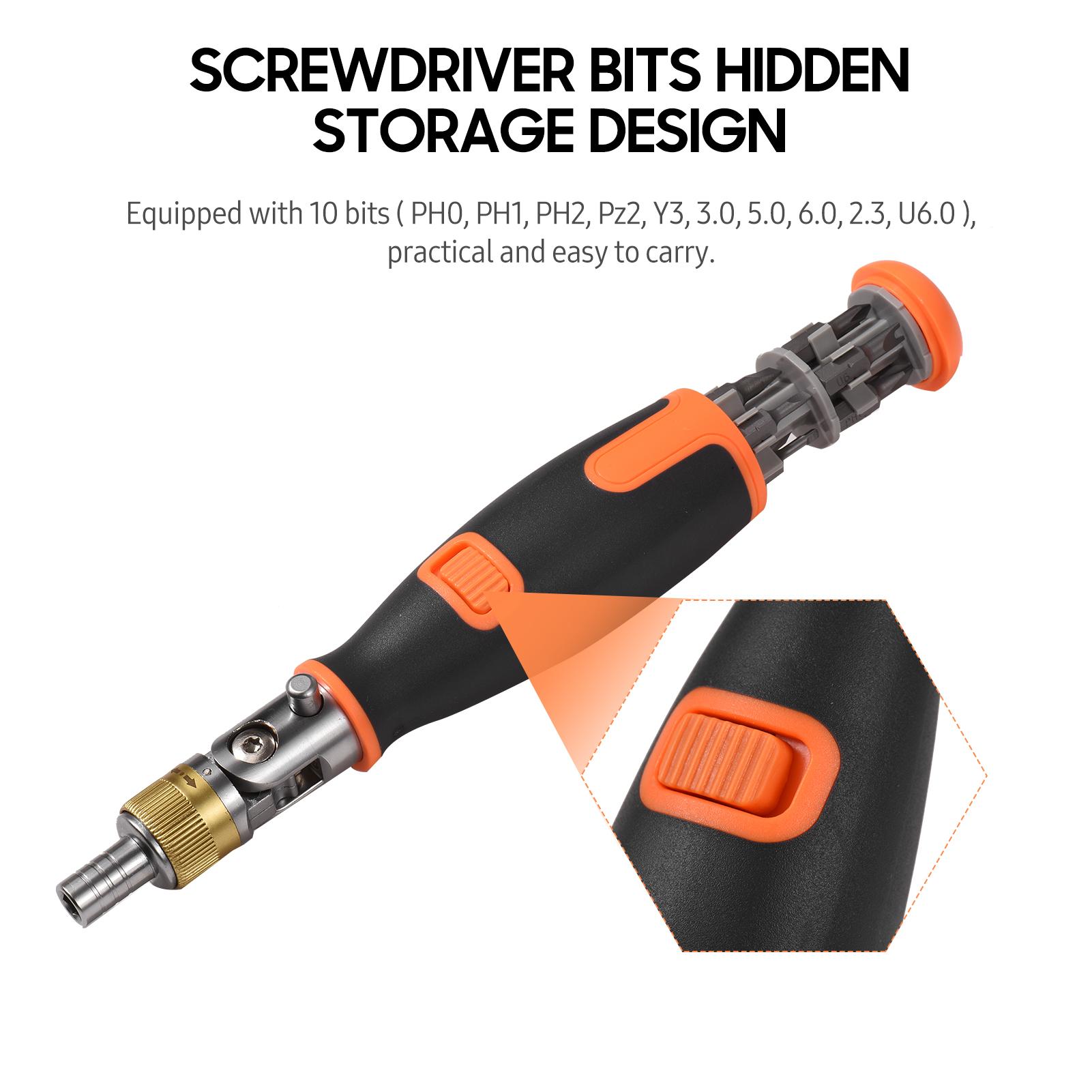 Two-way Ratchet Screwdriver 10-in-1 Multi-bit Ratchet Screw Drivers Set 6.23mm Adjustable Nut Driver Tool