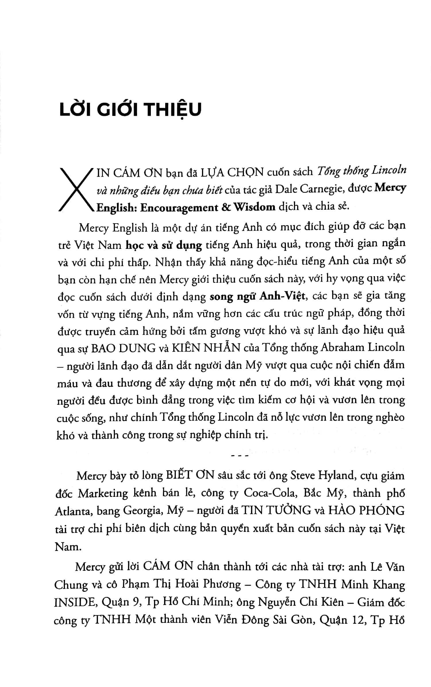 Tổng Thống Lincoln Và Những Điều Bạn Chưa Biết (Song Ngữ Anh Việt) - Dale Carnegie - Trần Vũ Đức dịch - (bìa mềm)