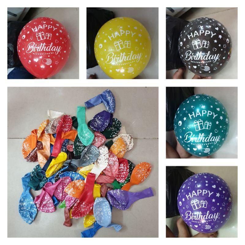 50 cái Bong Bóng in chữ HPBD Đủ Màu