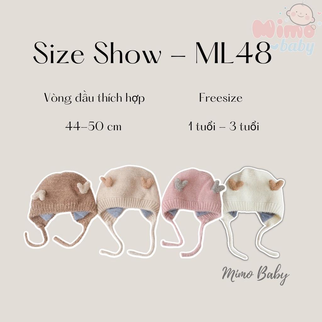 Mũ len nhung cột dây đôi gạc nai nhỏ xinh cho bé mimo baby ML48