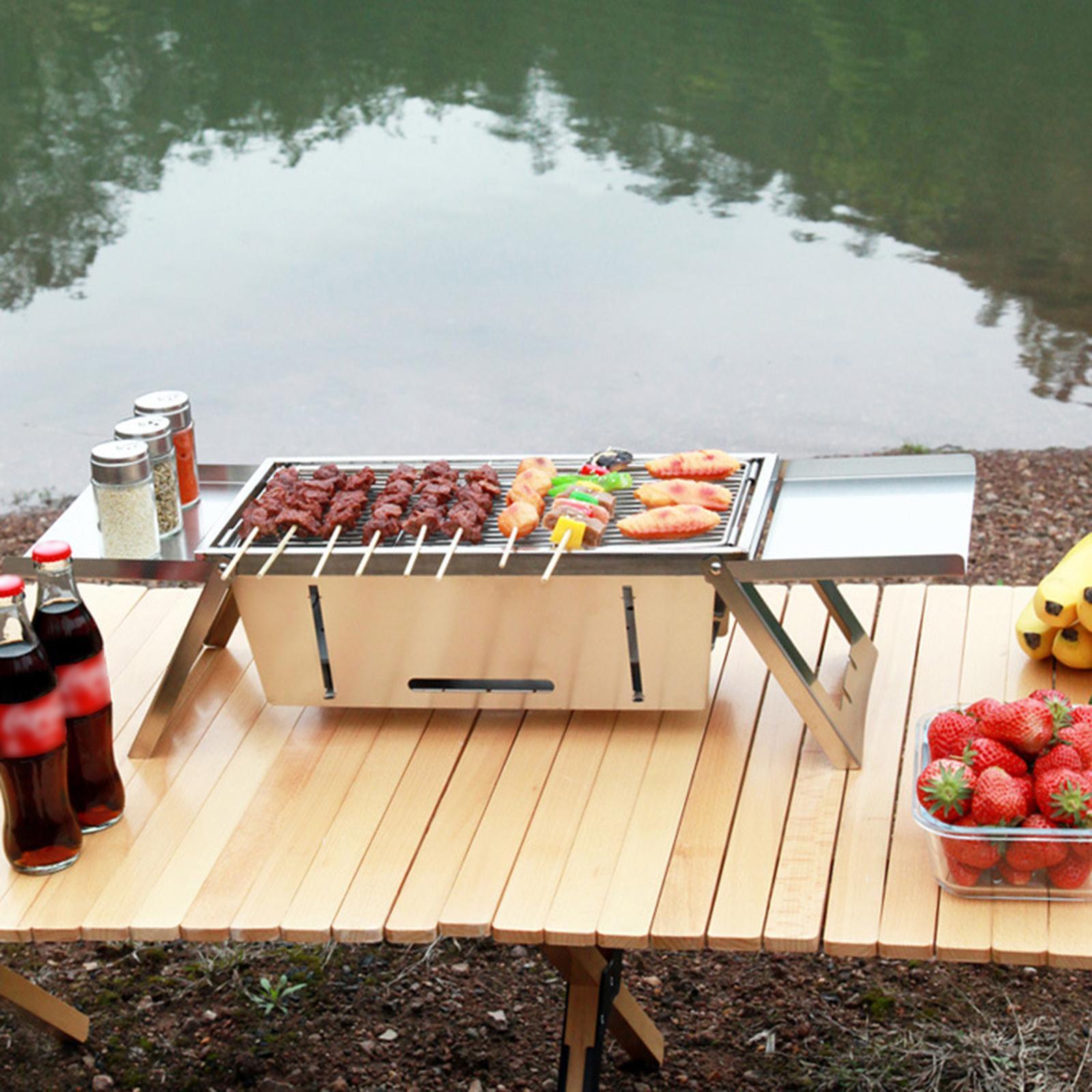 Grill Barbecue Grill Portable Adjustable Wood Burning Grills Folding Grill Tabletop Bbq  Grill for Beach Camping Picnic