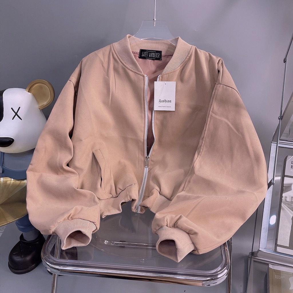 Áo Khoác Bomber Da Lộn Basic 2 Lớp Tay Phồng Mịn Mềm FREE SIZE Form Nữ Ulzzang có thể chống nắng, chống gió, chống bụi, chống rét, chống tia UV cực tốt