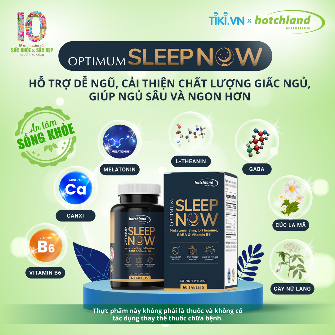 Viên uống hỗ trợ giấc ngủ, ngủ sâu, ngủ nhanh ngon giấc Optimum Sleep Now TPBVSK-Hàng chính hãng -HL7812