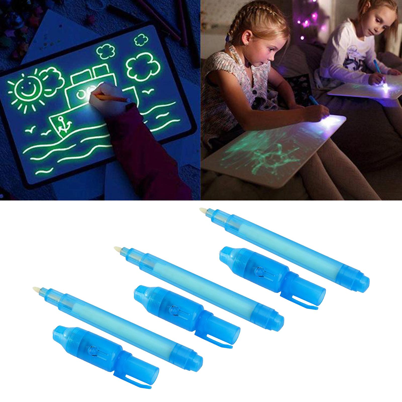 3pcs Invisible Ink Pen with UV Light Magic Marker for Kids Drawing Board