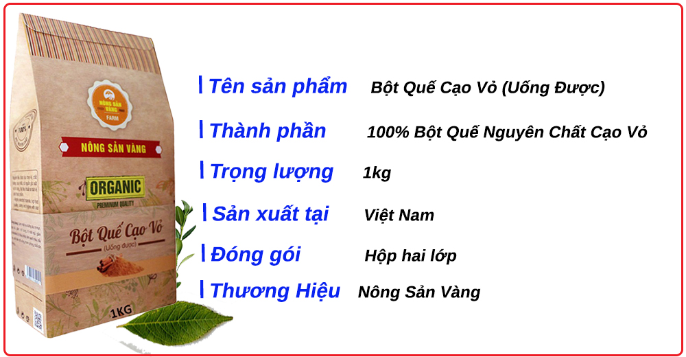 Bột Quế Nguyên Chất Cạo Vỏ (Uống) 1kg , làm bánh, nấu ăn, giảm cân, giảm mỡ bụng - Nông Sản Vàng