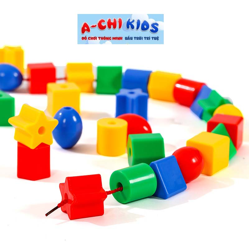 Đồ Chơi Cho Bé - Xâu Dây Mầm Non 48 Chi Tiết Cho Bé Làm Quen Với Các Hình Học Và Màu Sắc Cơ Bản