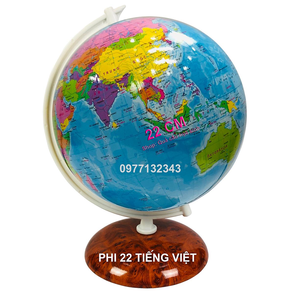 Địa cầu học sinh -Giá đỡ nhựa, đế inox vân nu