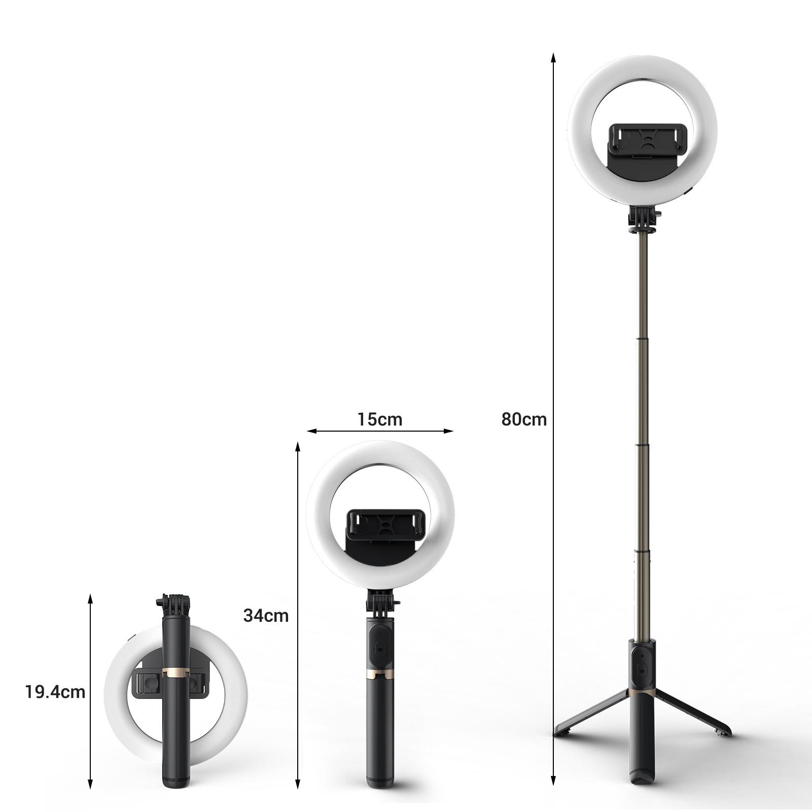 Bộ 3 Gậy chụp ảnh tự sướng, Đèn chiếu sáng vòng LED và Chân máy có thể gập lại linh hoạt
