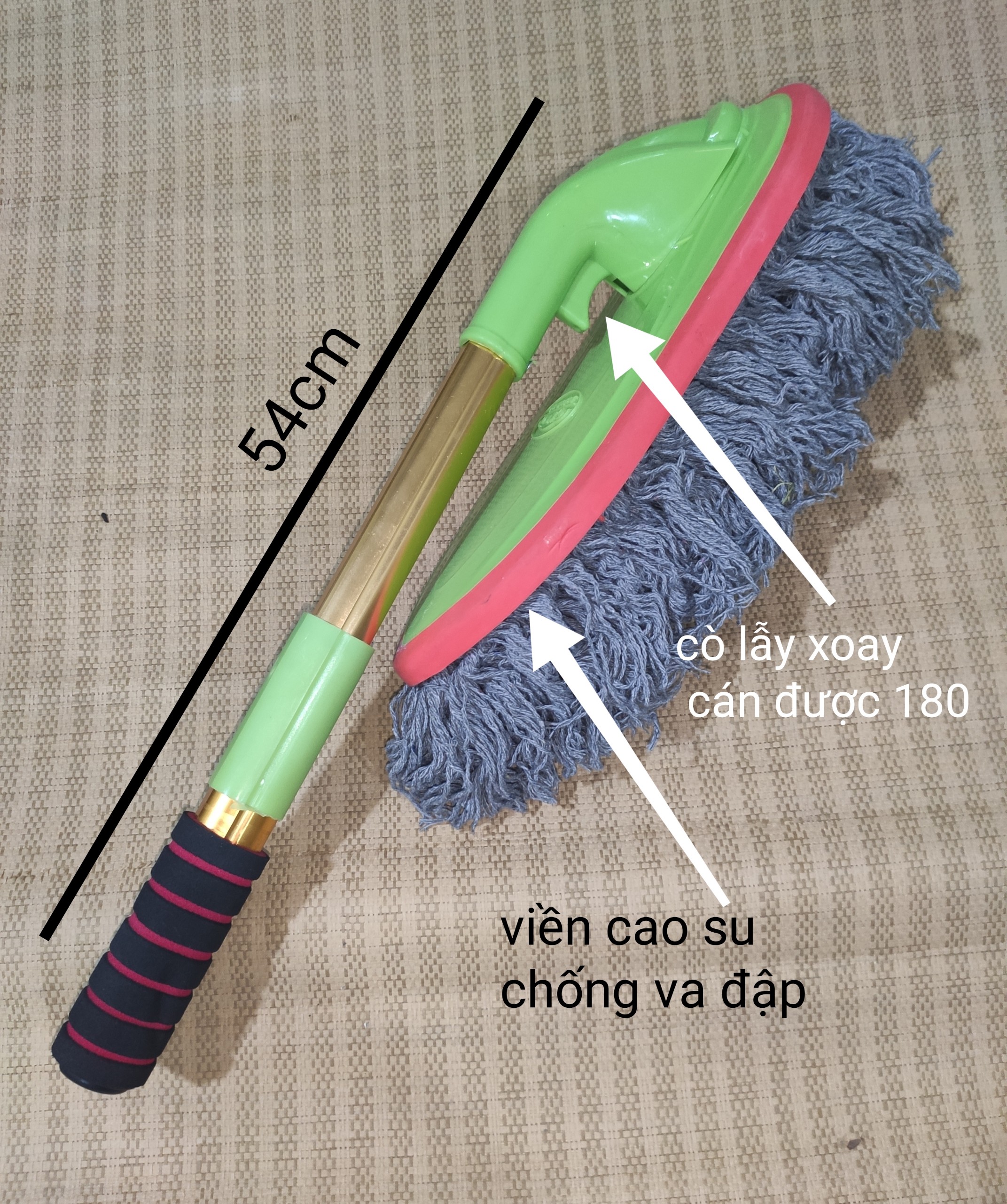 Chổi Đa Năng Lau Bụi, Kiêm Rửa Xe Ô Tô Cao Cấp cán xoay 180 độ