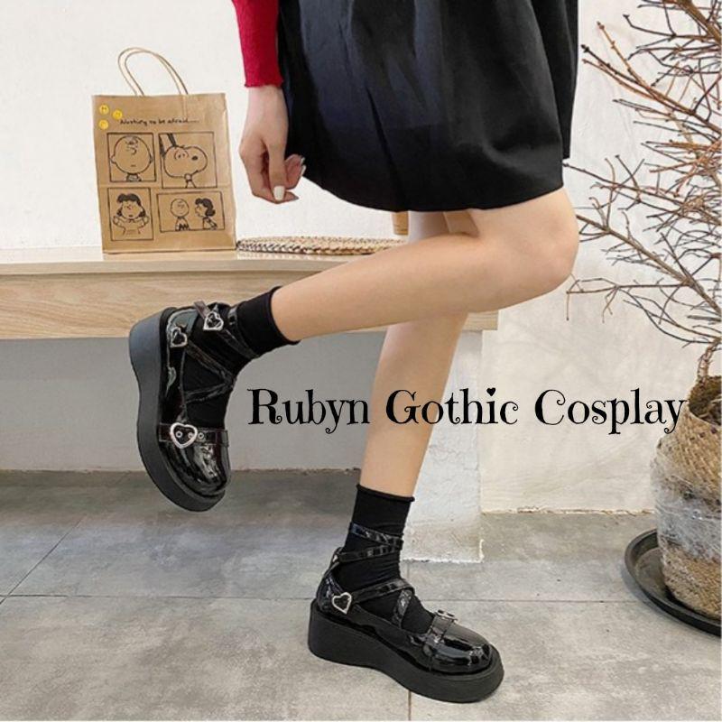 Giày Búp Bê Lolita Retro Móc Trái Tim Độc Lạ Đế Cao 5cm ( Size 35 - 39 )