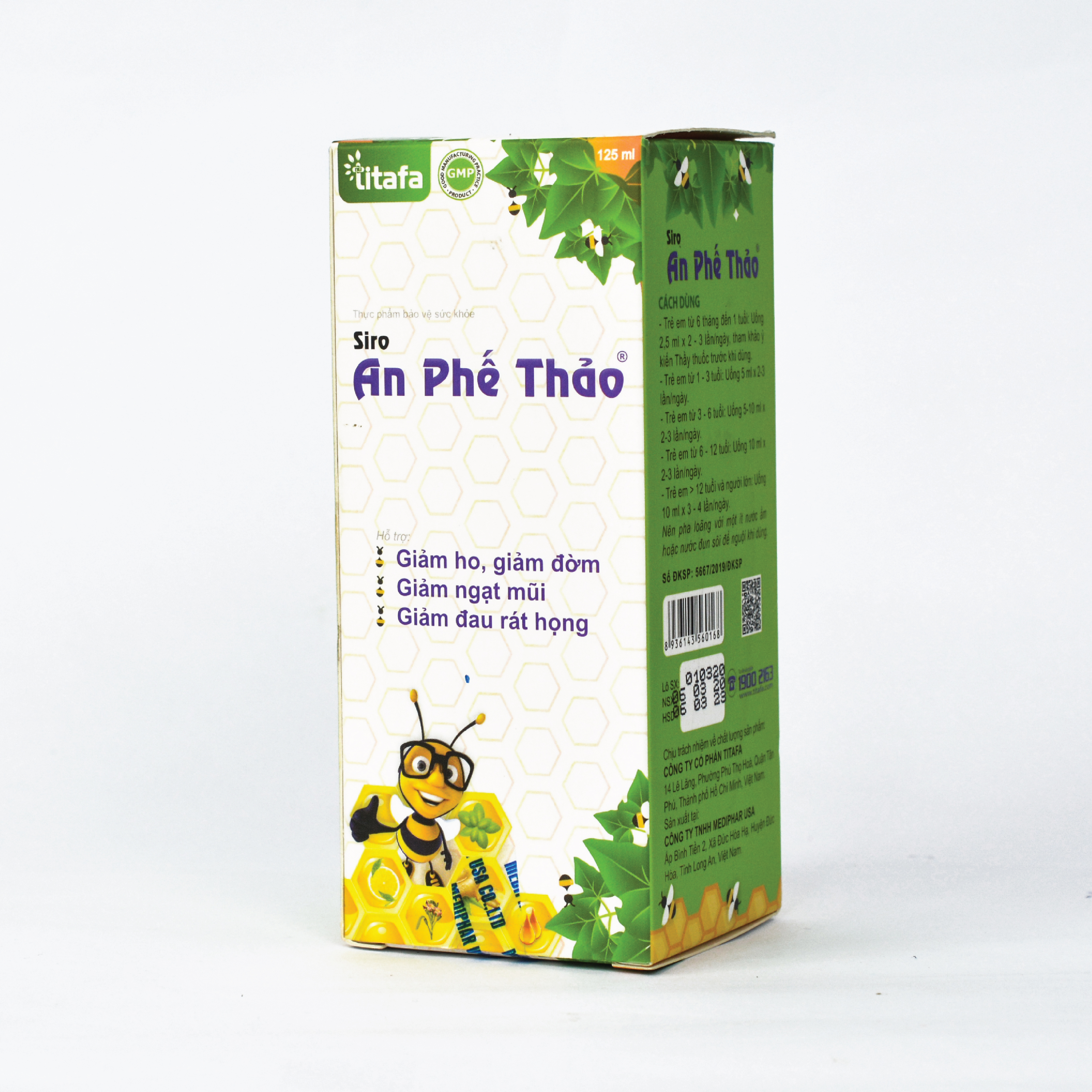 SIRO HO AN PHẾ THẢO - Giúp giảm ho, tiêu đờm, giảm ngạt mũi, giảm đau rát họng, khản tiếng (Chai 125ml) [Chính hãng TITAFA]