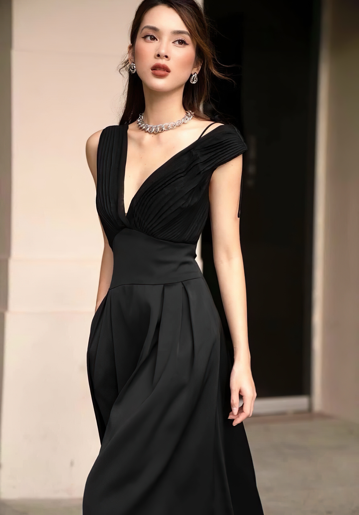 Đầm dự tiệc thiết kế cao cấp dáng xoè chất liệu Cotton phối dập ly phù hợp dạo phố MN167