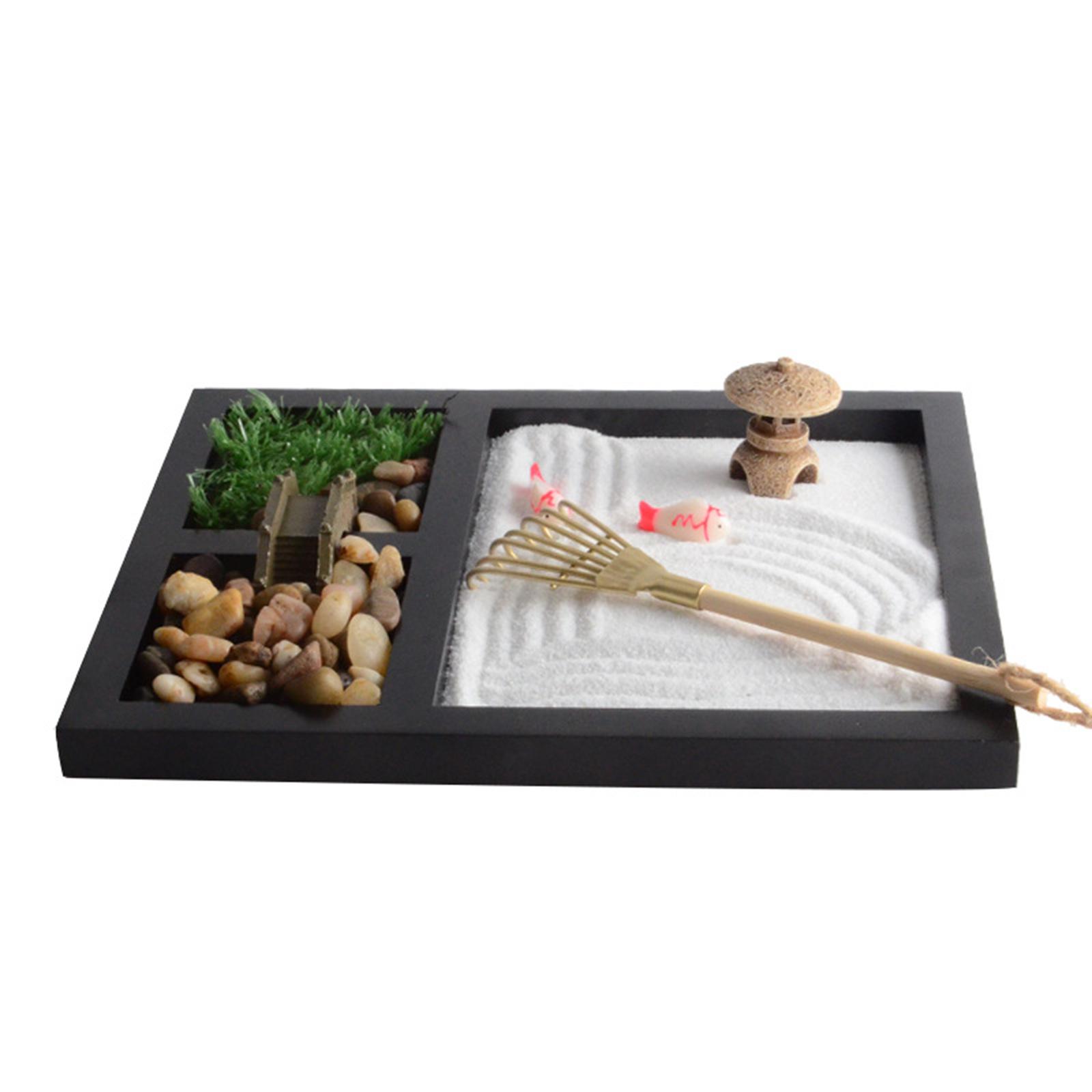Japanese Zen Garden Kit for Desk Office Table Mini Zen Sand Garden Kit for Meditation