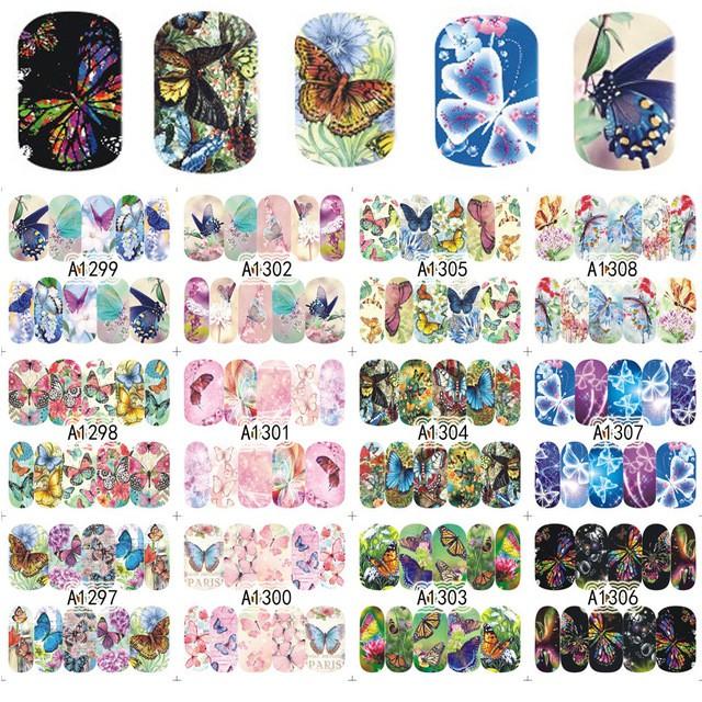 Set 12 Sticker Nước Hình Bướm Full Móng
