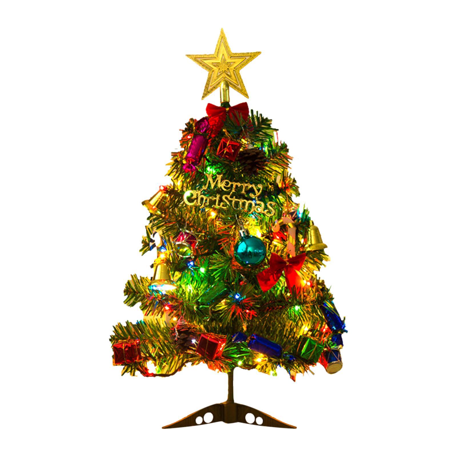Tabletop Christmas Tree Ornament DIY Xmas Bedroom Decor with LED Lights A