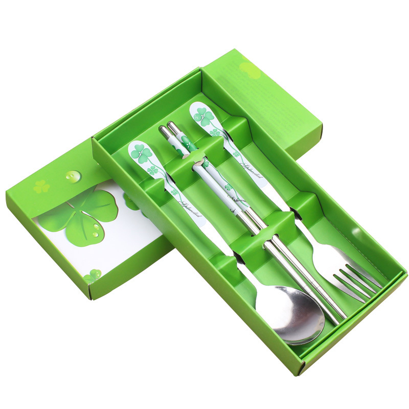 Bộ dụng cụ ăn có hộp đựng gồm muỗng, nĩa, đũa