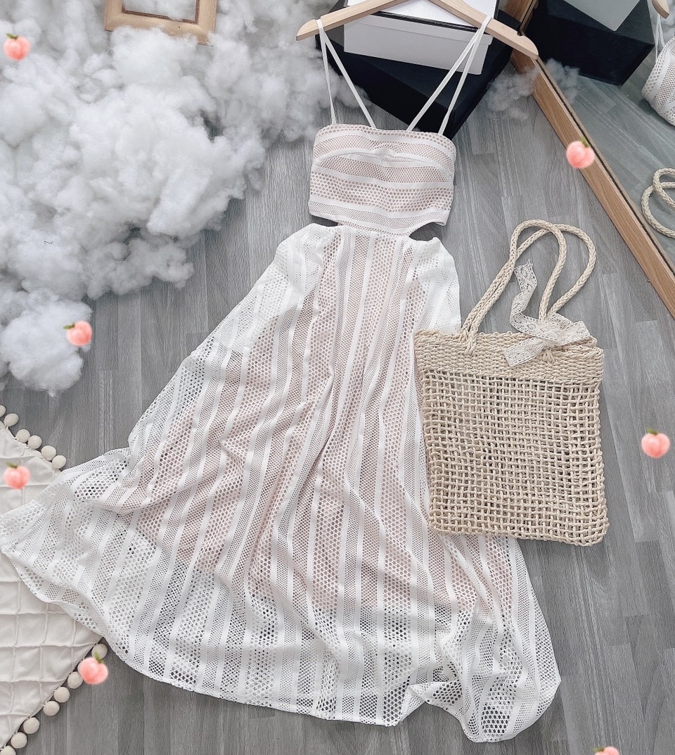 ĐẦM DÀI ĐI BIỂN MAXI DÂY CỔ U SUÔNG TRƠN KHÓE EO DẠO PHỐ DỰ TIỆC