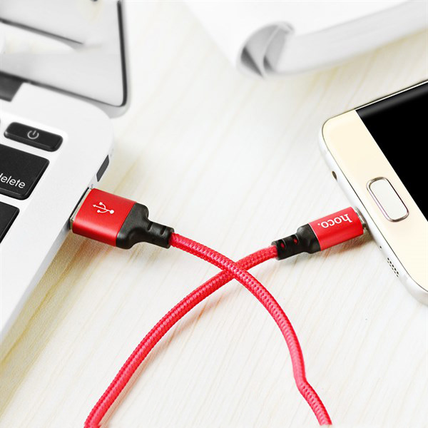 Cáp sạc nhanh Hoco X14 Micro Usb 2.0A, màu đen và đỏ, dài 1m, dành cho điện thoại Android - Hàng Chính Hãng