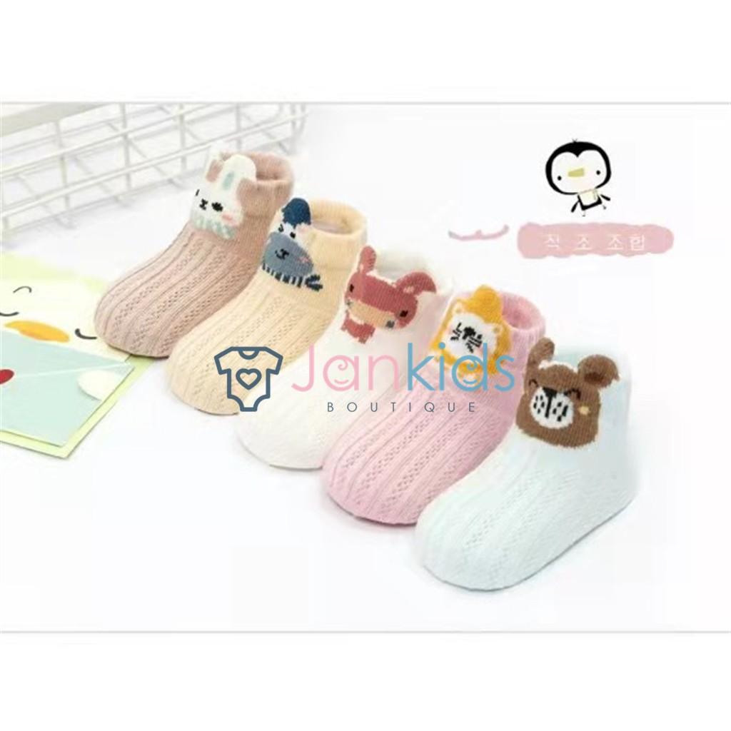 Set 5 đôi tất lưới cotton ROBIBABI thoáng khí mềm mịn cho bé mẫu mới nhất 2021 (sơ sinh - 3 tuổi)