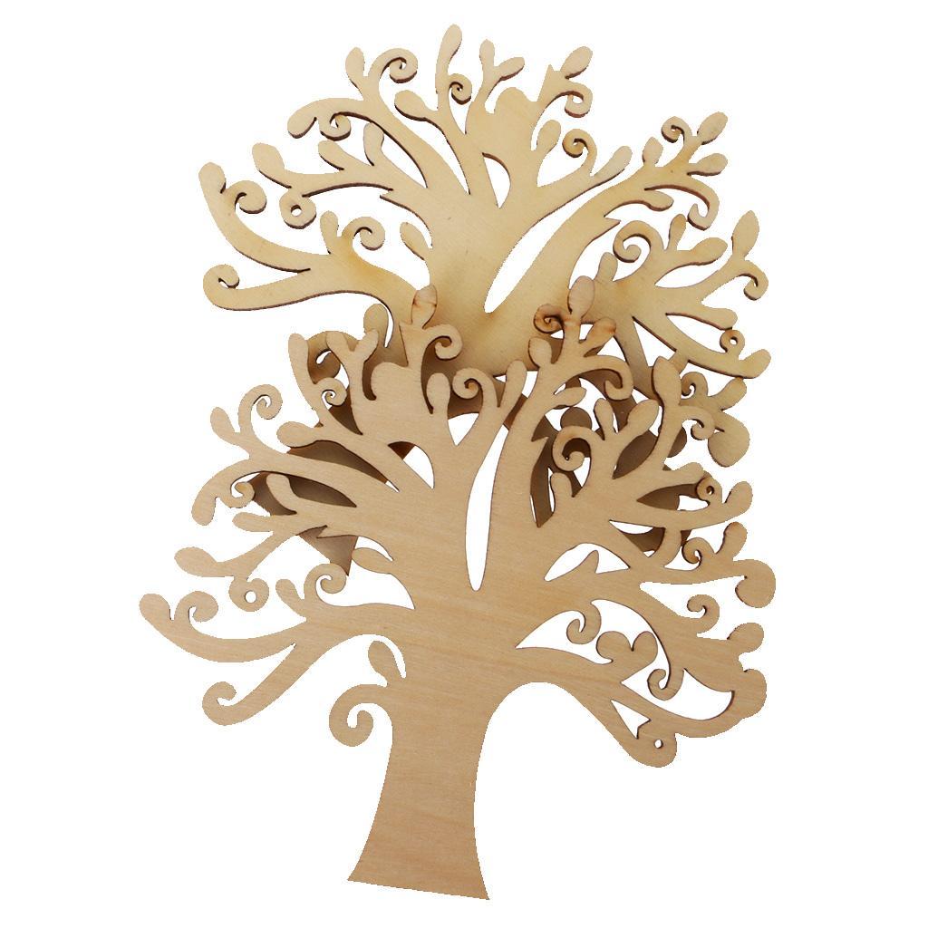 10 Pieces Unpainted Blank Wood Wooden Tree Embellishments for DIY Crafts