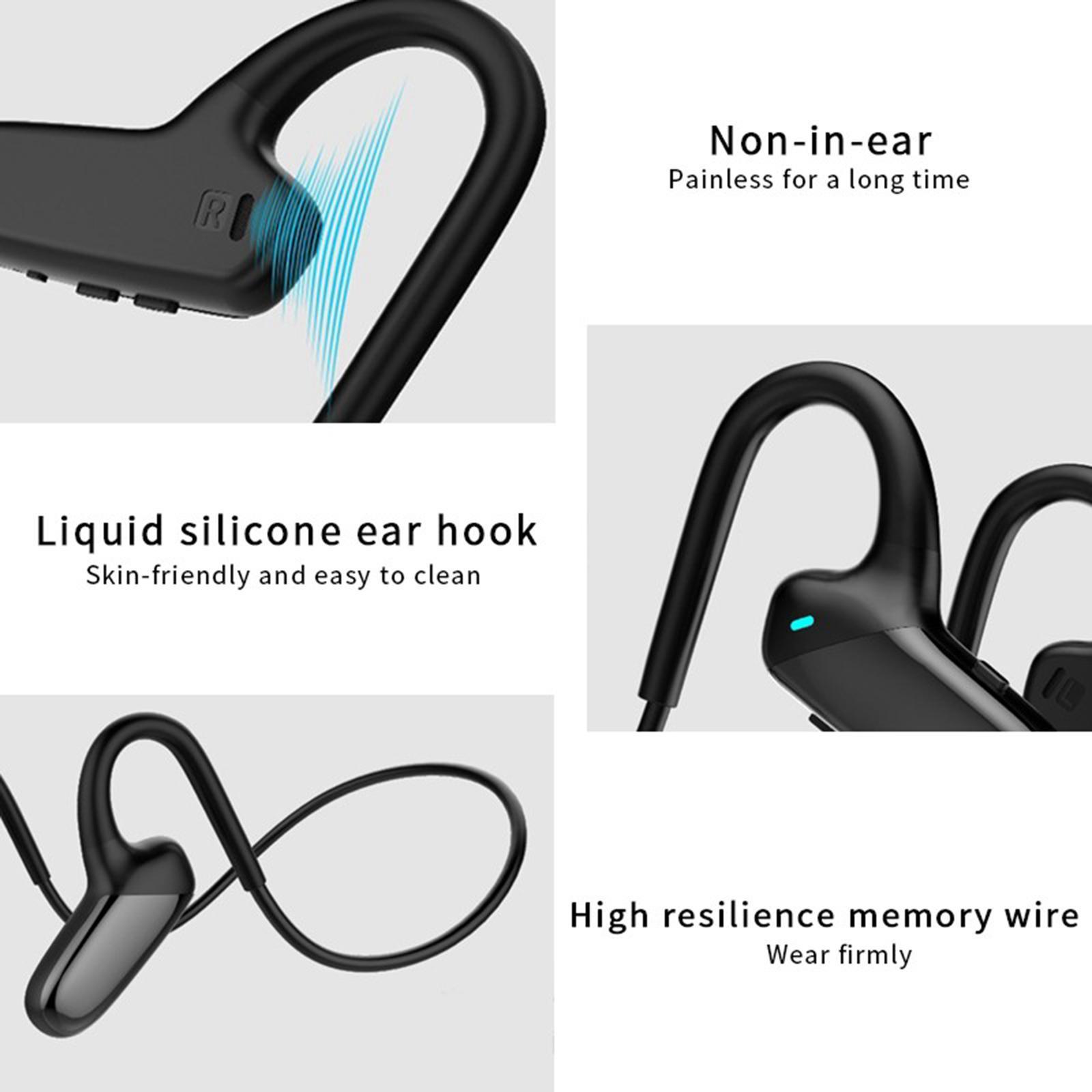 Handsfree Bluetooth Headset Open Ear Stereo Sports Wireless Earphones Black
