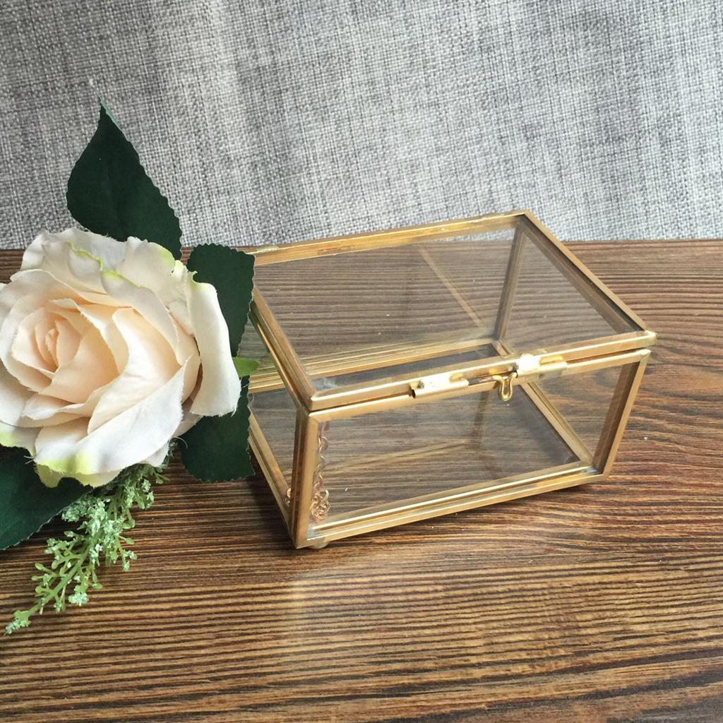 Geometric Glass Jewelry Box Table Succulent Plants Container