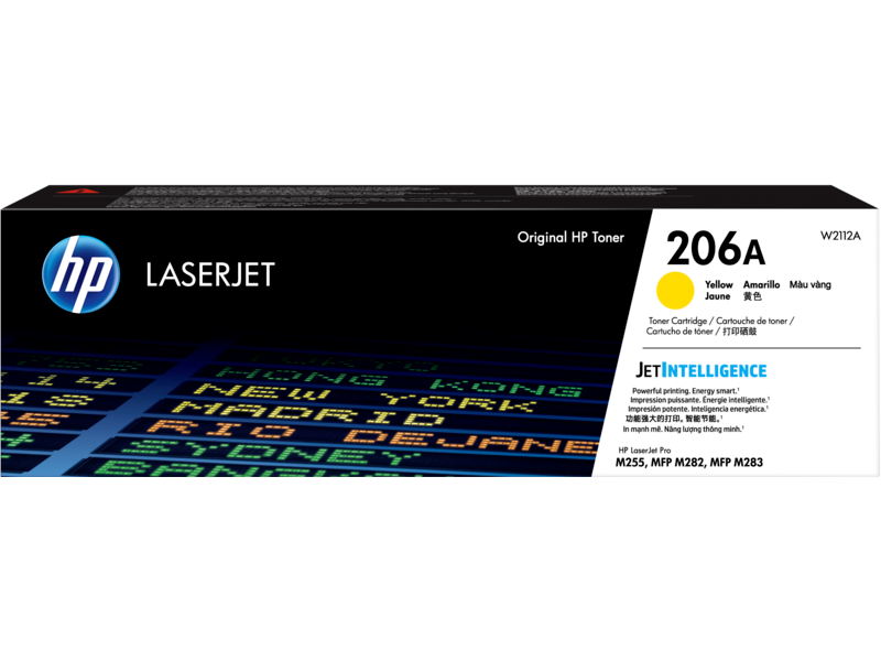 Hộp mực in laser chính hãng màu vàng HP 206A dùng cho máy in HP LaserJet M255dw/M255nw/M283fdw/M283fdn/M283cdw/M282nw (W2110A) - Hàng Chính Hãng