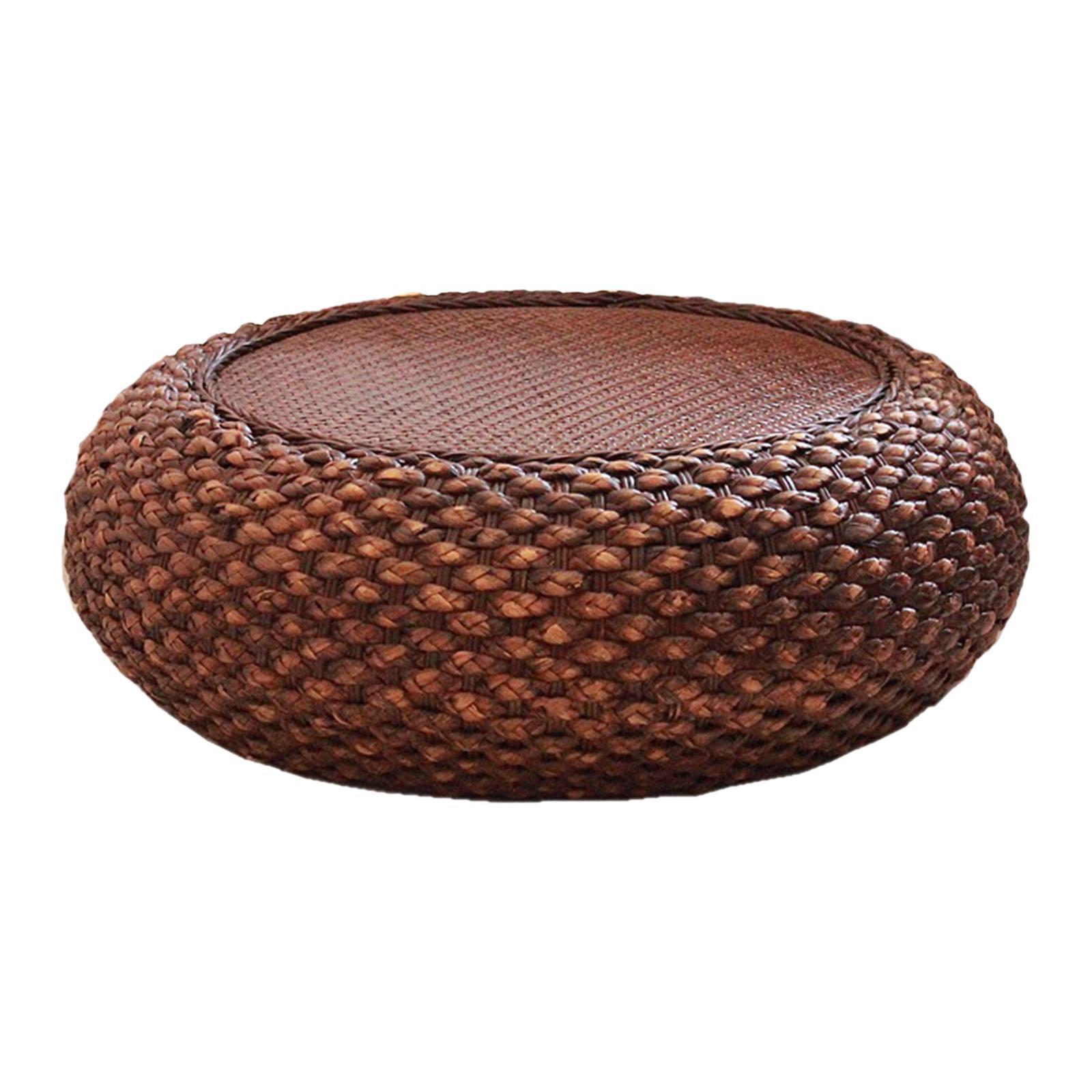Woven Straw Cushion Tatami Floor Pillow Pouf for Office Garden