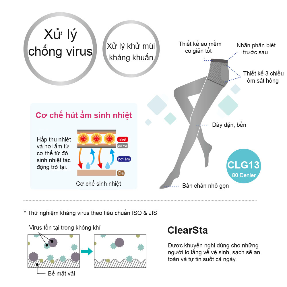 Set 2 quần tất SABRINA 80D dòng kháng khuẩn cao cấp của Gunze