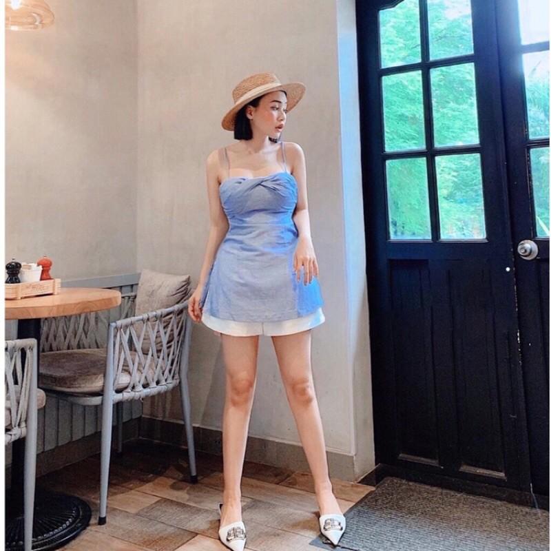 Áo 2 dây chất linen xước xẻ lai có 3 màu có size