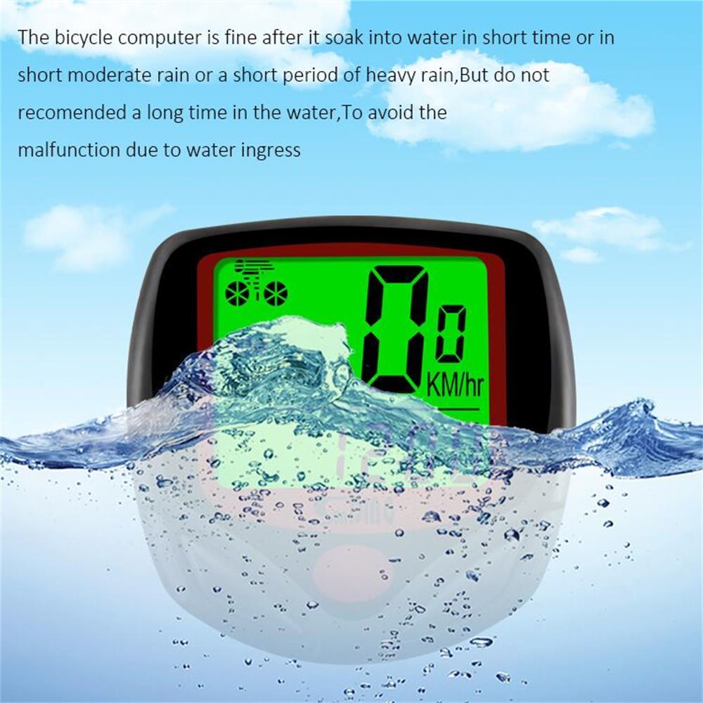 Máy đo tốc độ đi xe đạp có dây Sunding Màn hình LCD cho xe đạp leo núi với đèn nền màu xanh lá cây
