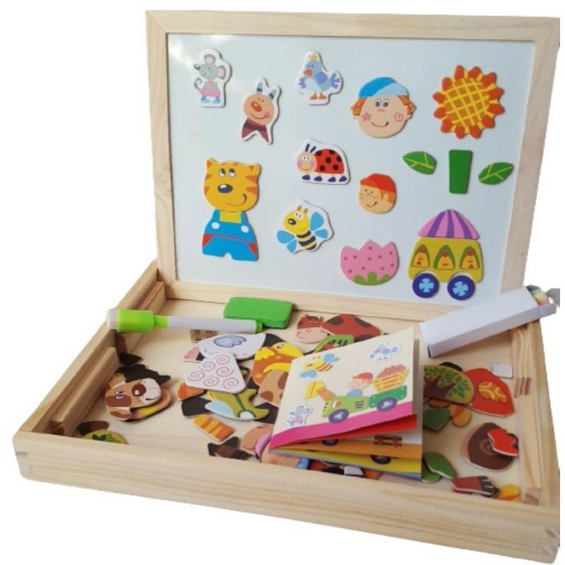 Bộ Ghép Hình Bằng Gỗ Nam Châm Cho Bé - Đồ Chơi Phát Triển Trí Tuệ - Chất Liệu An Toàn