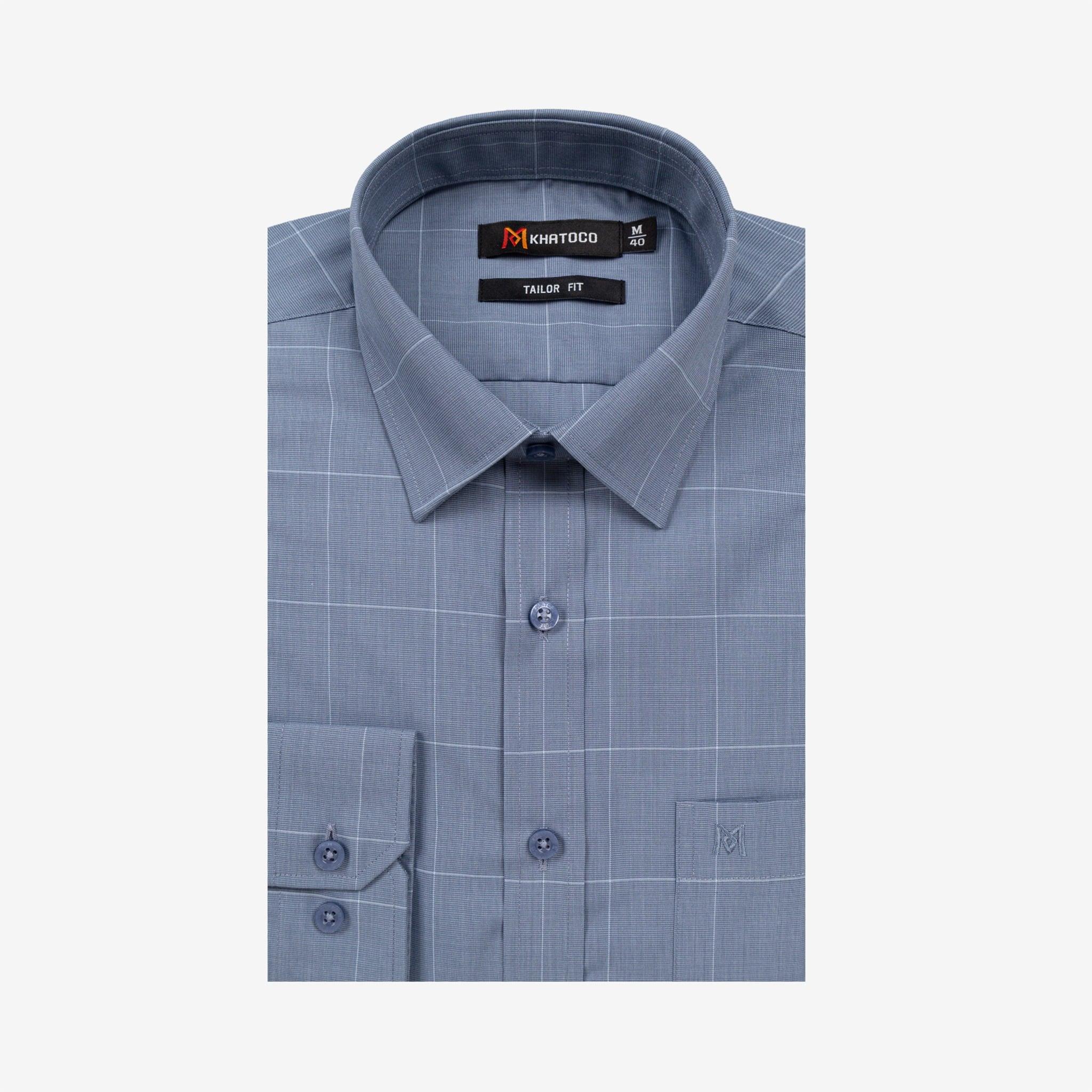 Áo sơ mi nam KHATOCO Tailor Fit dài tay A1MD538T1-CNCR788-2707-D