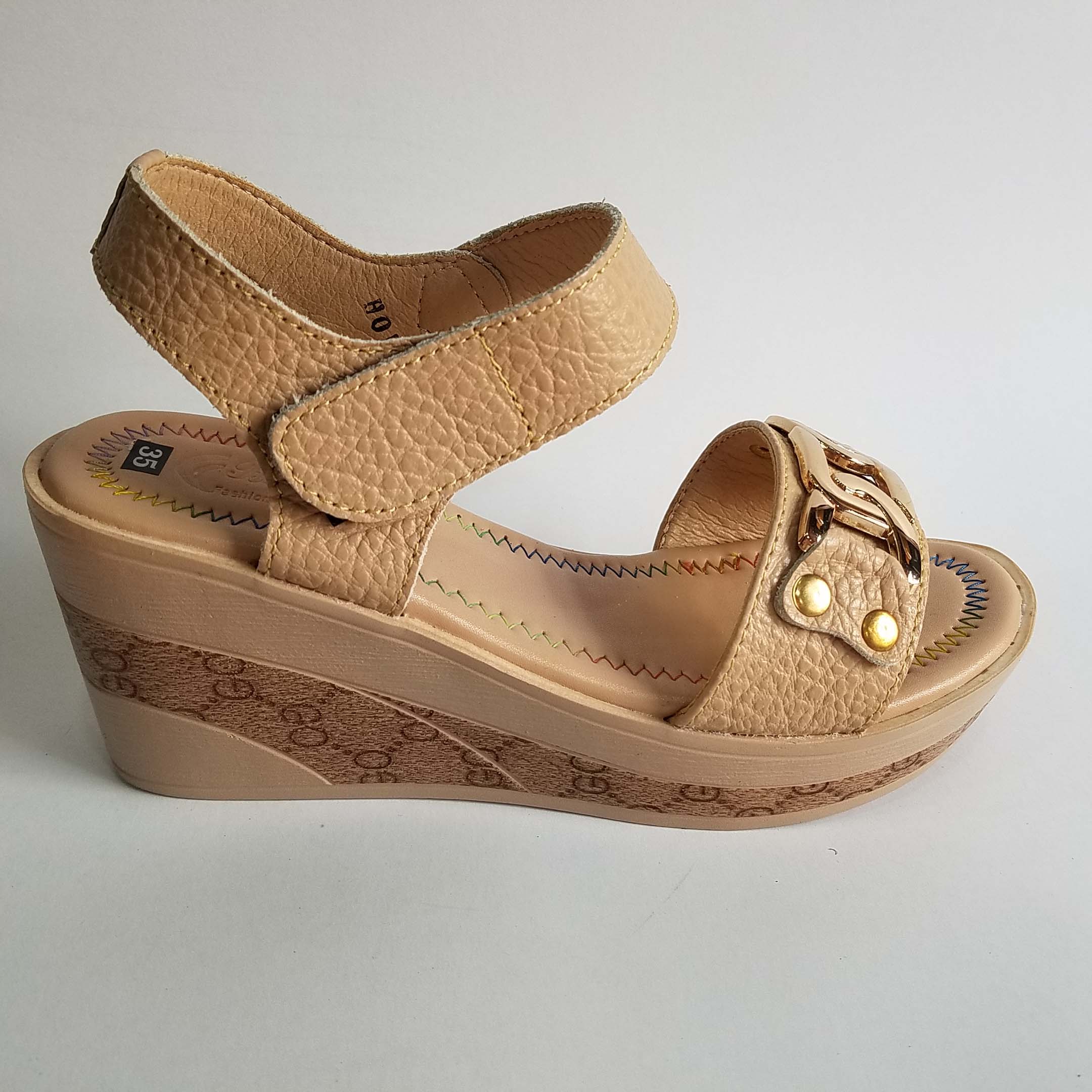 Giày sandal đế xuồng da bò thật cao cấp HKT233