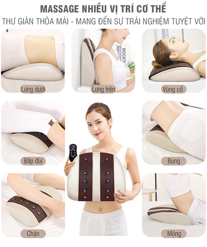 Máy (đệm) massage lưng cổ vai gáy đa năng YIJIA YJ-M3 - Rung, nóng và túi khí nâng giãn cột sống lưng và cổ