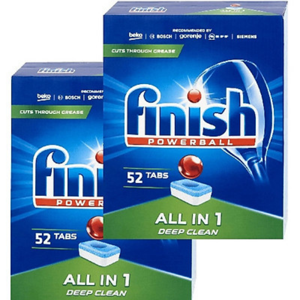 Combo 2 hộp viên rửa bát Finish All in 1 52 viên (52x2=104 viên) dùng cho máy rửa bát