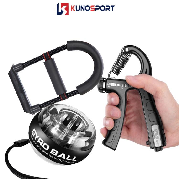 Combo 3 Món Dụng Cụ Tập Tay KUNOSPORT, Kìm Bóp Tay + Bóng Tập Cổ Tay + Lò Xo Tập Tay Chữ U