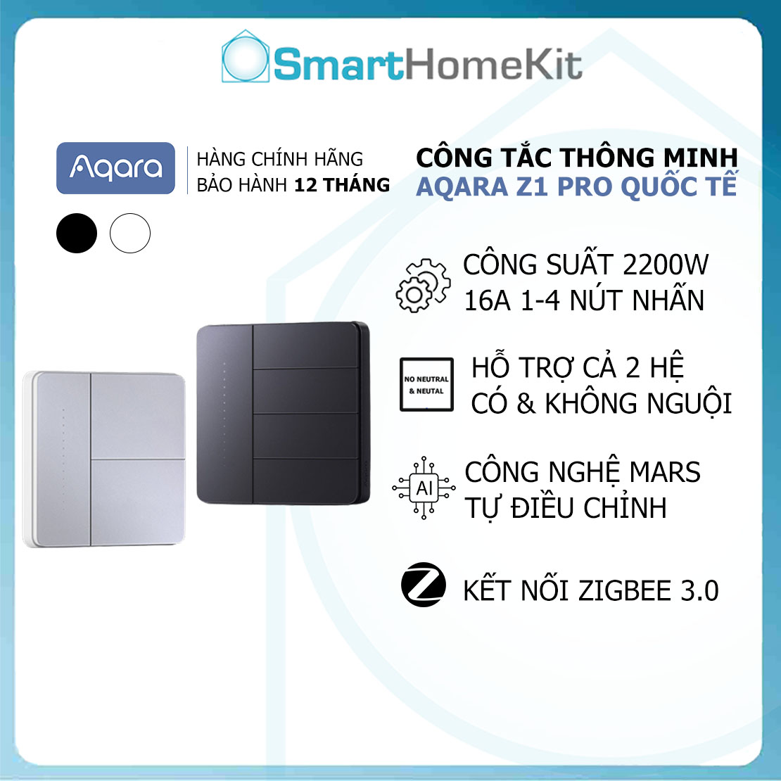 Hình ảnh Công tắc thông minh Aqara Z1 Pro Smart Wall Switch Zigbee Bản Quốc Tế Hàng Chính Hãng