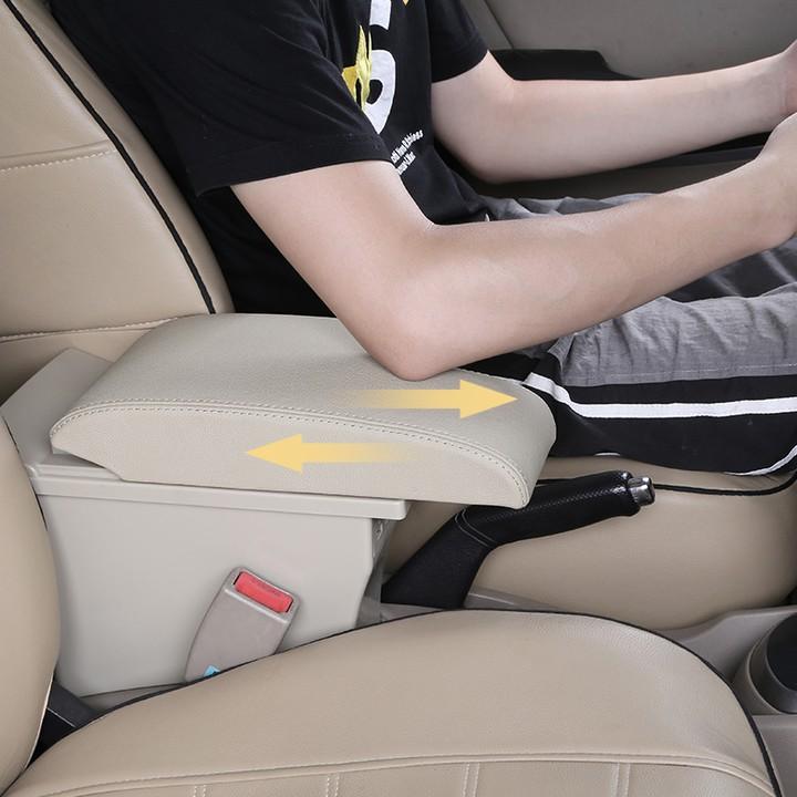 Hộp tỳ tay ô tô cao cấp Mazda 2 dạng khối tích hợp 3 cổng USB