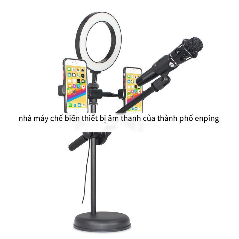 Ưu đãi đặc biệt camera kép điện thoại di động khung phát sóng trực tiếp lấp đầy ánh sáng micrô máy tính để bàn mỏ neo kệ micrô nâng thẳng đứng đa năng